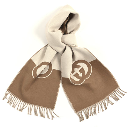 Gucci Wool Cashmere Interlocking G Scarf Ivory Beige 1 of 3