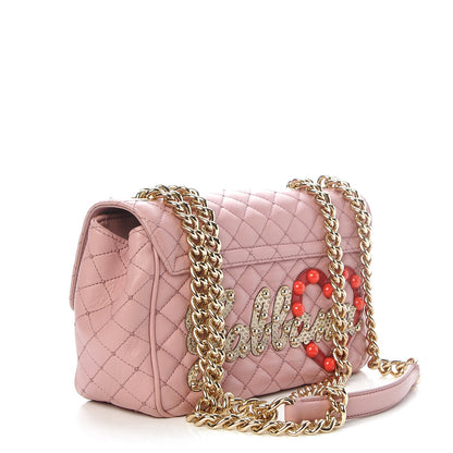 Dolce & Gabbana Lambskin Watersnake Embellished Lucia Shoulder Bag Rosa 3 of 9