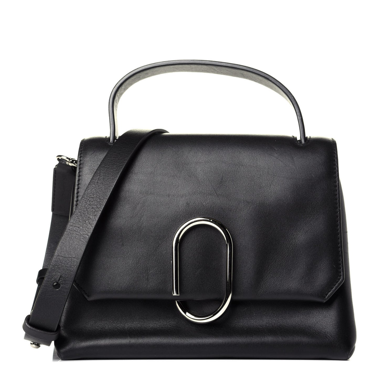 Smooth Calfskin Mini Alix Top Handle Satchel Black