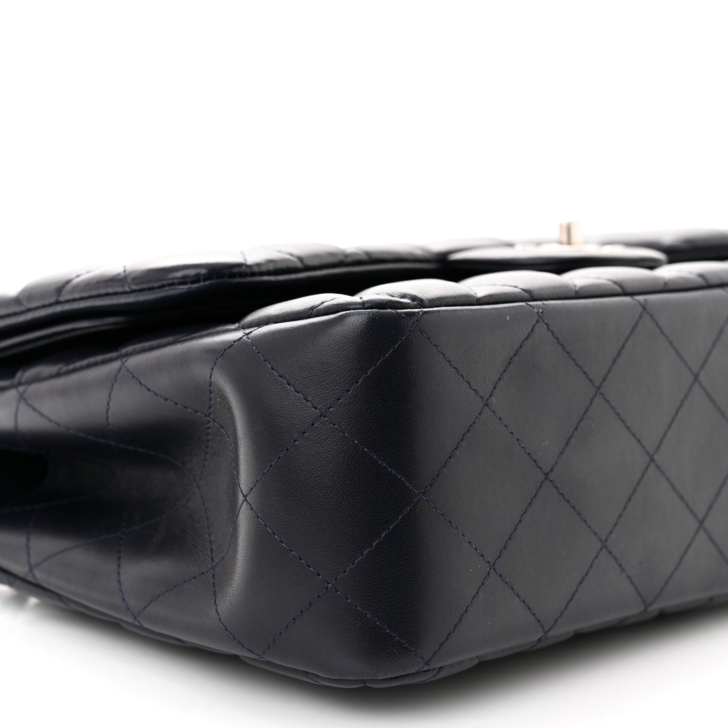 Chanel Lambskin Quilted Jumbo Double Flap Navy 9 of 10