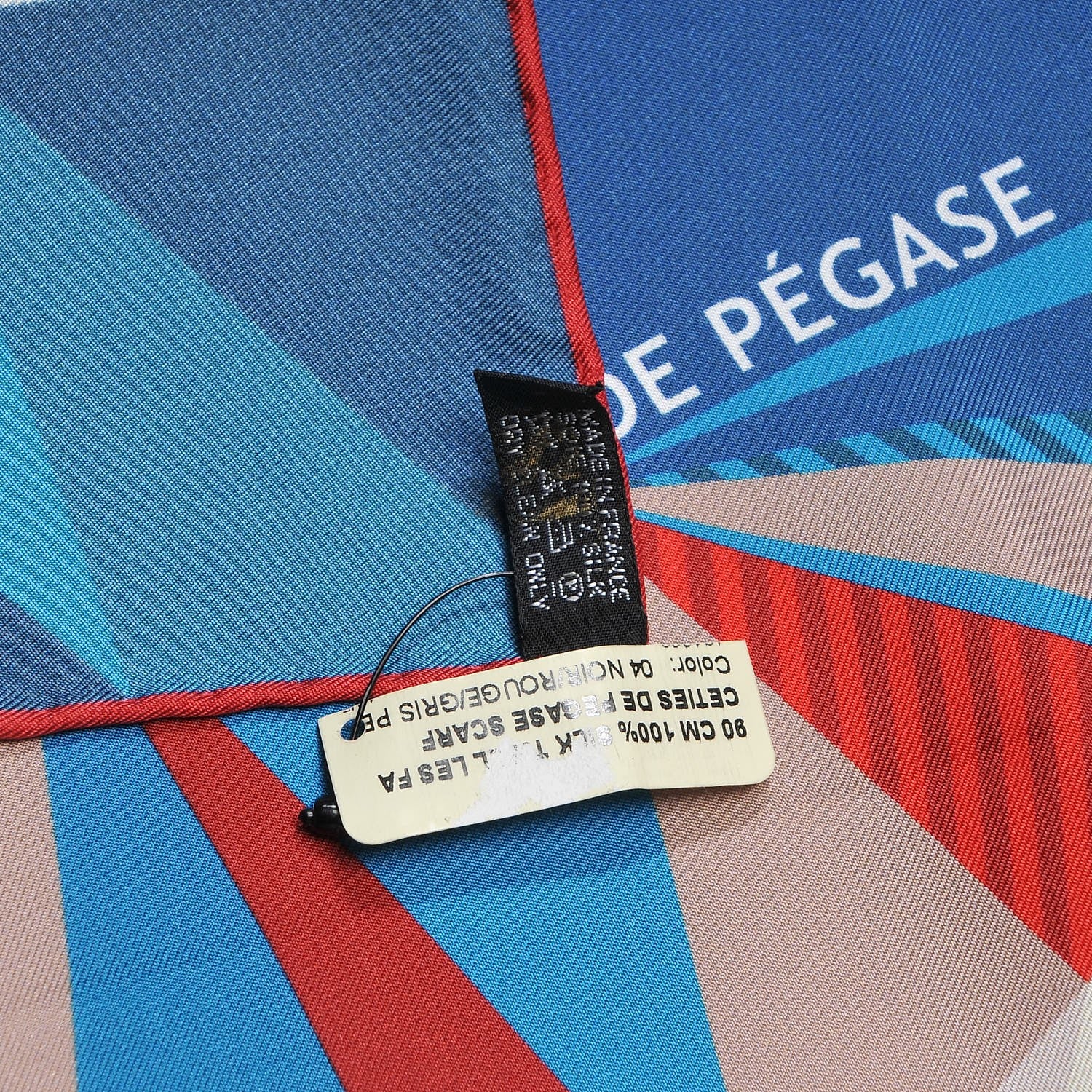 Hermes Silk Les Faceties De Pegase Scarf 90 Noir Rouge Gris Perle 6 of 6
