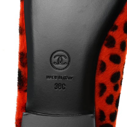 Chanel Lamb Hair Patent Calfskin Cap Toe CC Ballet Flats 38 Orange Black White 7 of 11