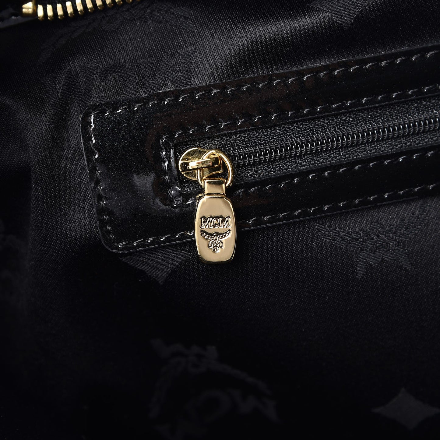 Monogram Patent Shopping Tote Black