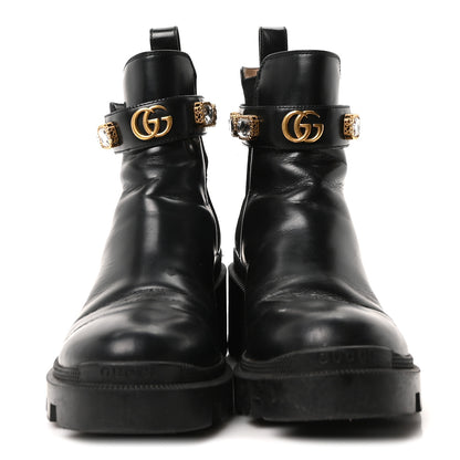 Gucci Calfskin Crystal GG Trip Chelsea Ankle Boots 38 Black 5 of 18