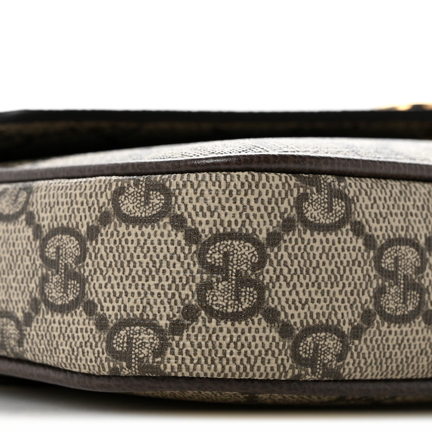 Gucci GG Supreme Monogram Textured Dollar Calfskin Web Mini Ophidia Envelope Shoulder Bag Beige Ebony New Acero 9 of 10