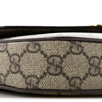 Gucci GG Supreme Monogram Textured Dollar Calfskin Web Mini Ophidia Envelope Shoulder Bag Beige Ebony New Acero 9 of 10