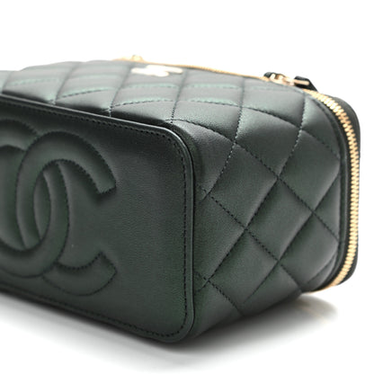 Chanel Iridescent Lambskin Quilted Small Top Handle Vanity Case With Chain Green 11 of 11