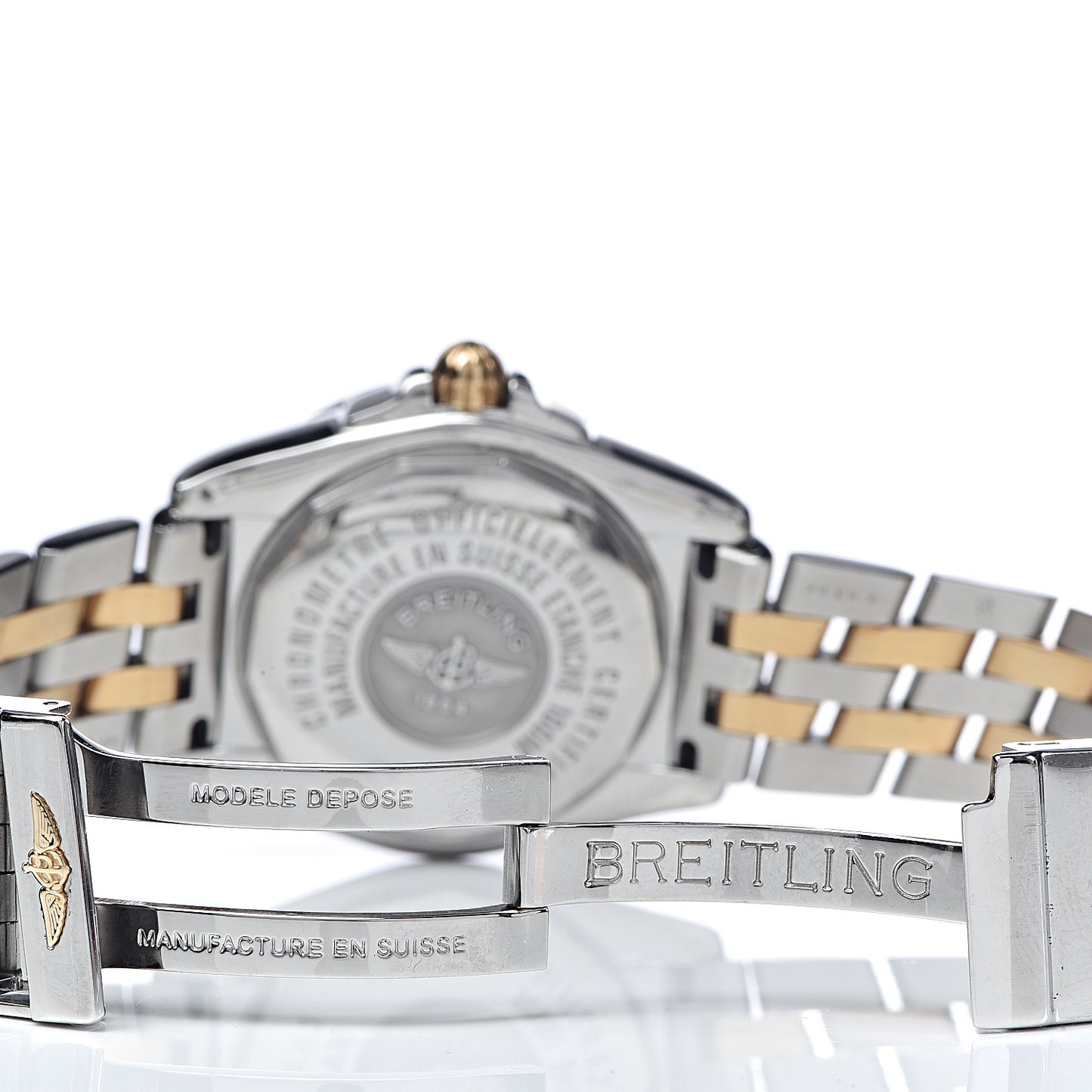 Stainless Steel 18K Yellow Gold Diamond Mother of Pearl 32mm Galactic Quartz Watch D71356