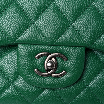 Chanel Caviar Quilted Jumbo Double Flap Green 16 of 16
