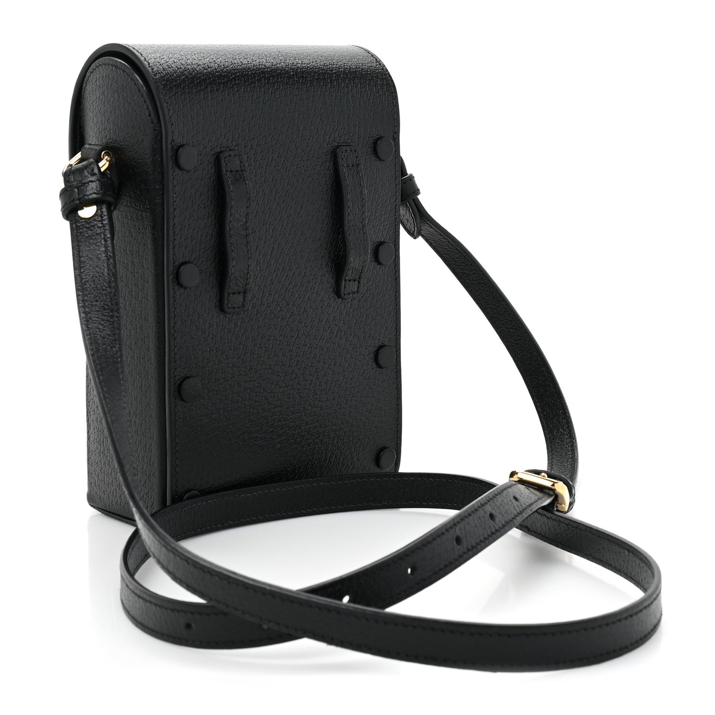 Textured Dollar Calfskin Mini Horsebit 1955 Crossbody Bag Black