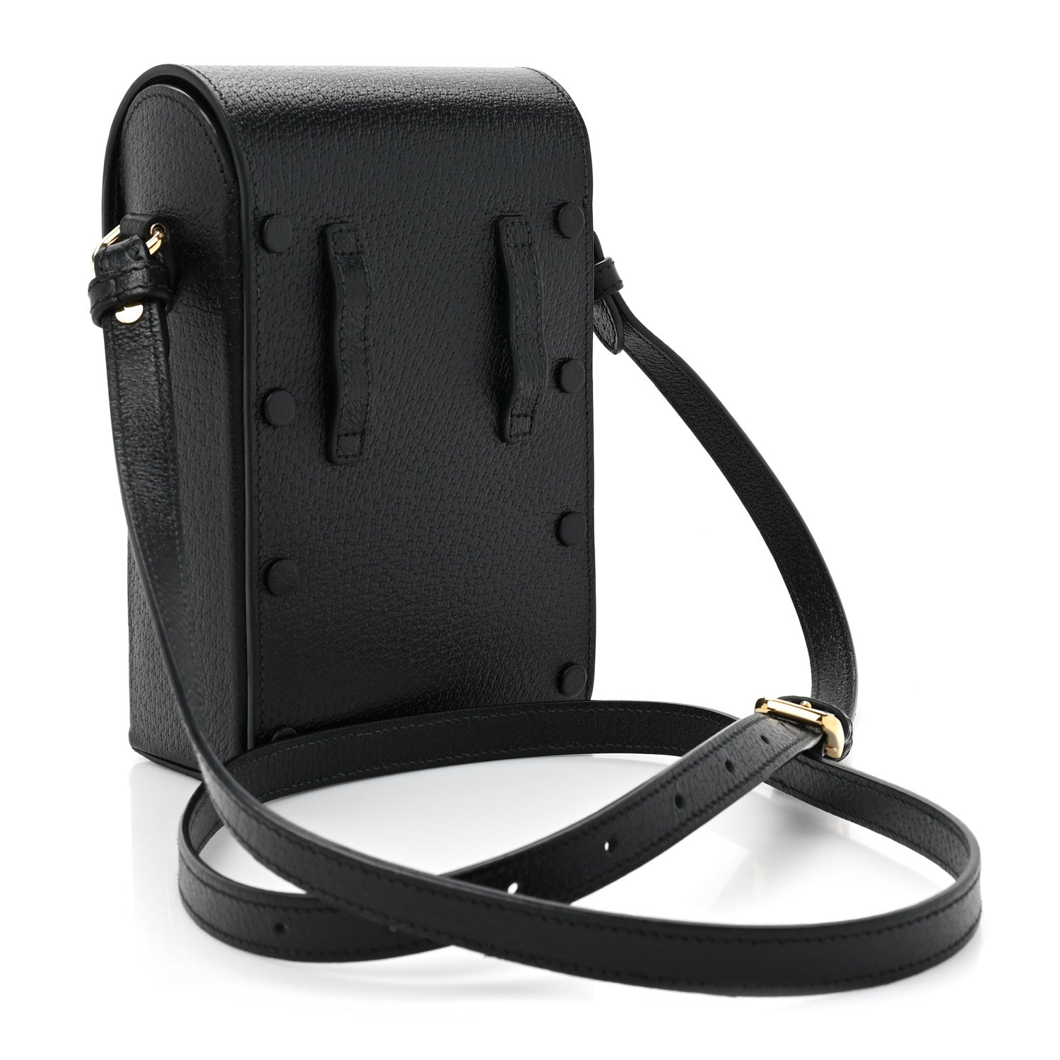 Gucci Textured Dollar Calfskin Mini Horsebit 1955 Crossbody Bag Black 3 of 17