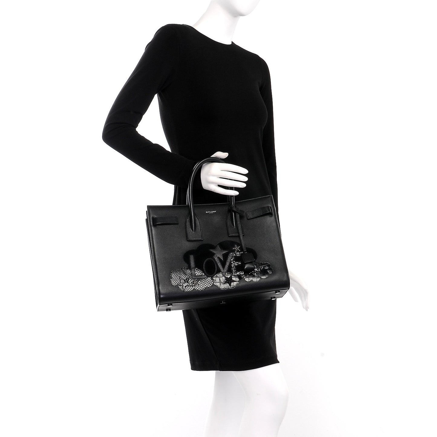 Calfskin Love Patchwork Small Sac De Jour Black