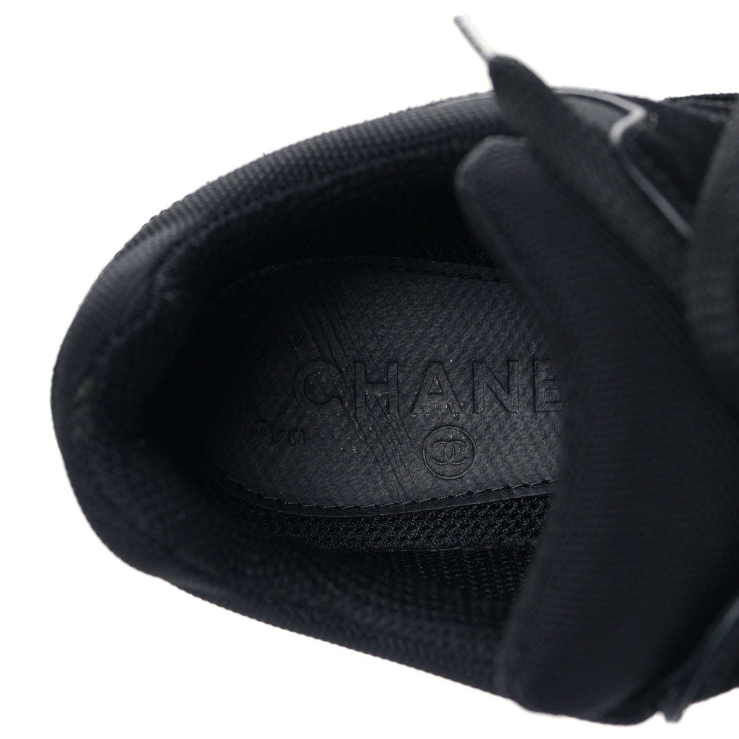 Chanel Toile Suede Calfskin CC Sneakers 37 Black 7 of 8