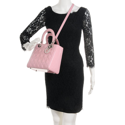 Christian Dior Patent Cannage Medium Lady Dior Rose Clair 2 of 23