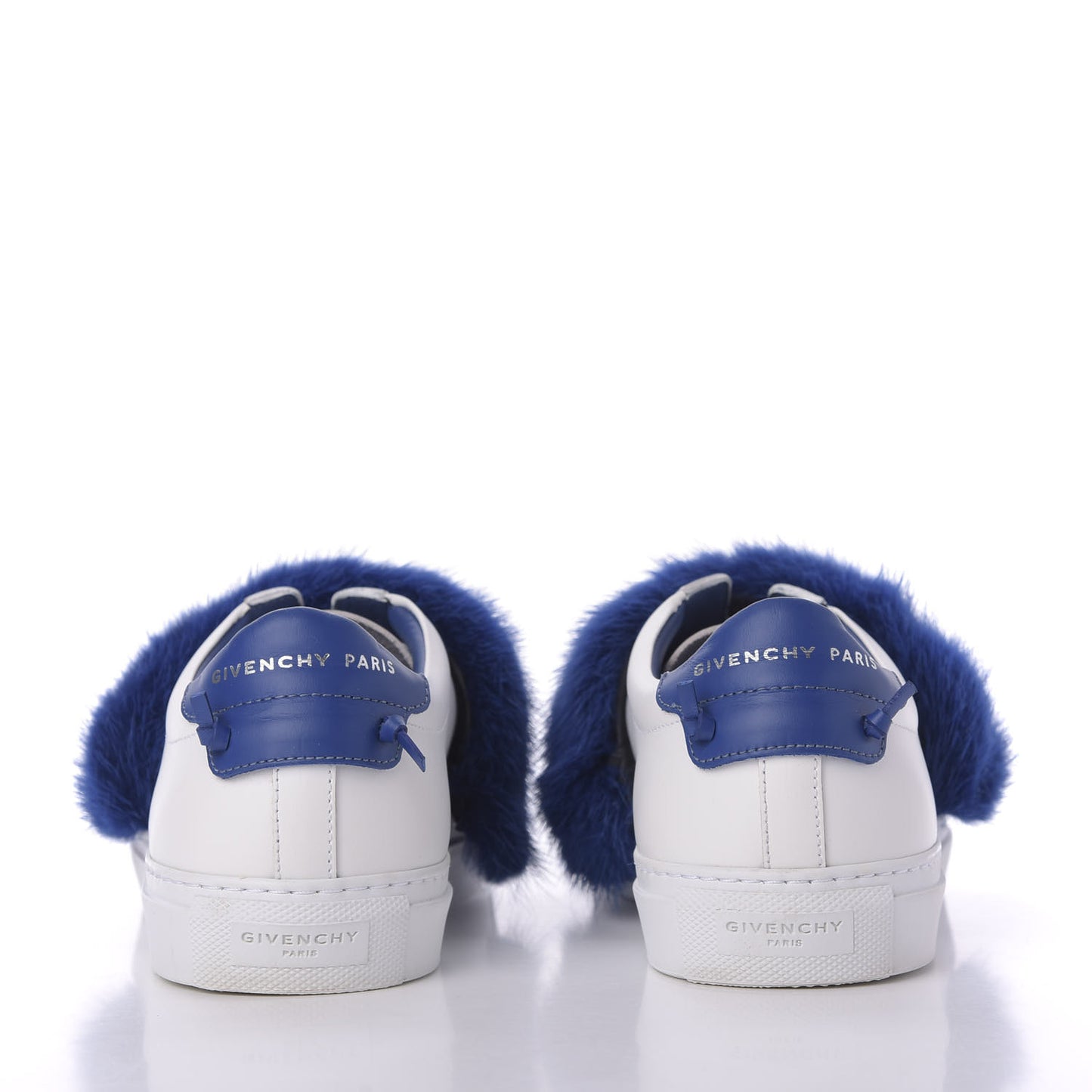 Calfskin Mink Fur Womens Urban Street Sneakers 38.5 White Electric Blue
