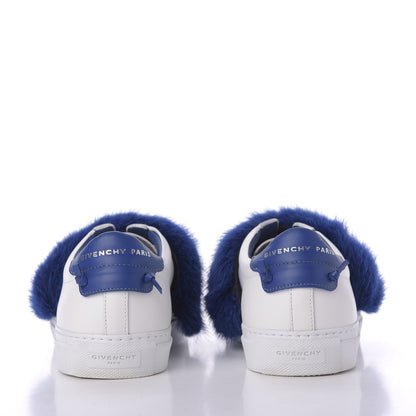 Givenchy Calfskin Mink Fur Womens Urban Street Sneakers 38.5 White Electric Blue 7 of 8