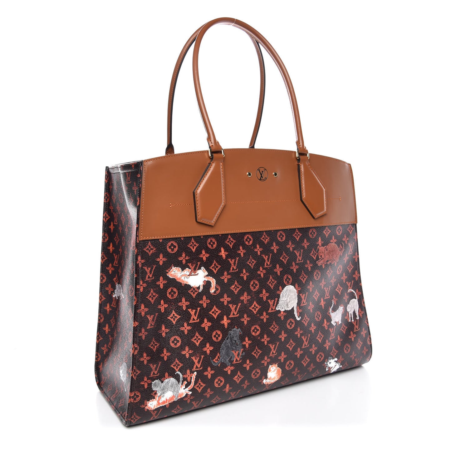 Calfskin Catogram City Steamer Cabas XXL Orange Marron