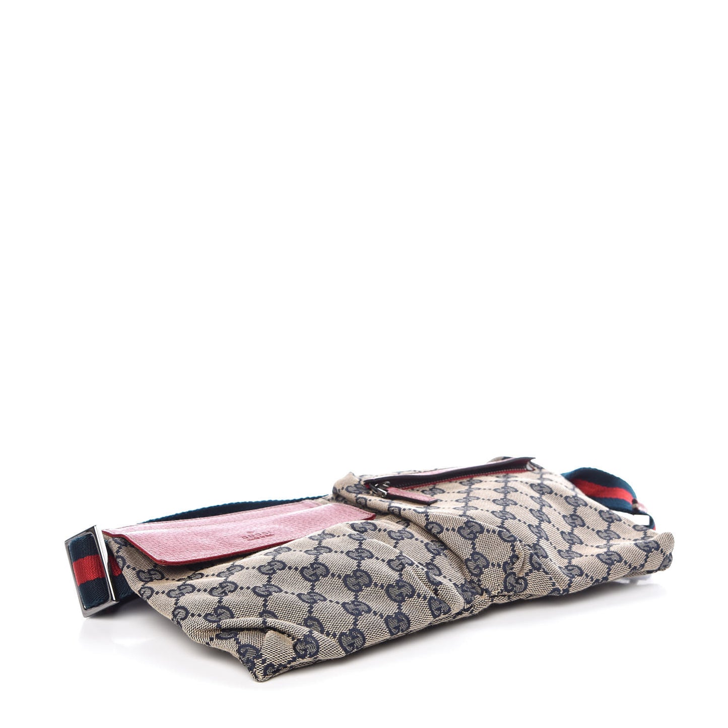 GG Monogram Web Double Pocket Belt Bag Navy Red