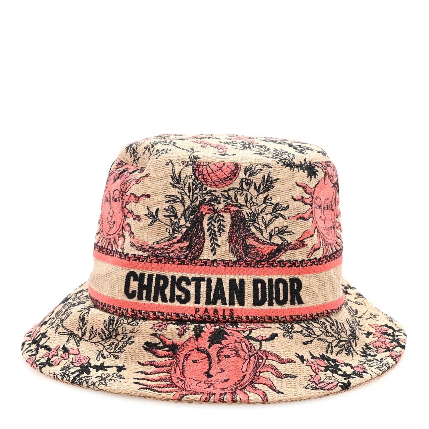 Christian Dior Canvas Toile de Jouy Soleil Diorivera D-Bobby Small Brim Bucket Hat 58 Coral Beige 2 of 8