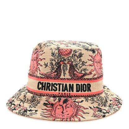 Christian Dior Canvas Toile de Jouy Soleil Diorivera D-Bobby Small Brim Bucket Hat 58 Coral Beige 2 of 8