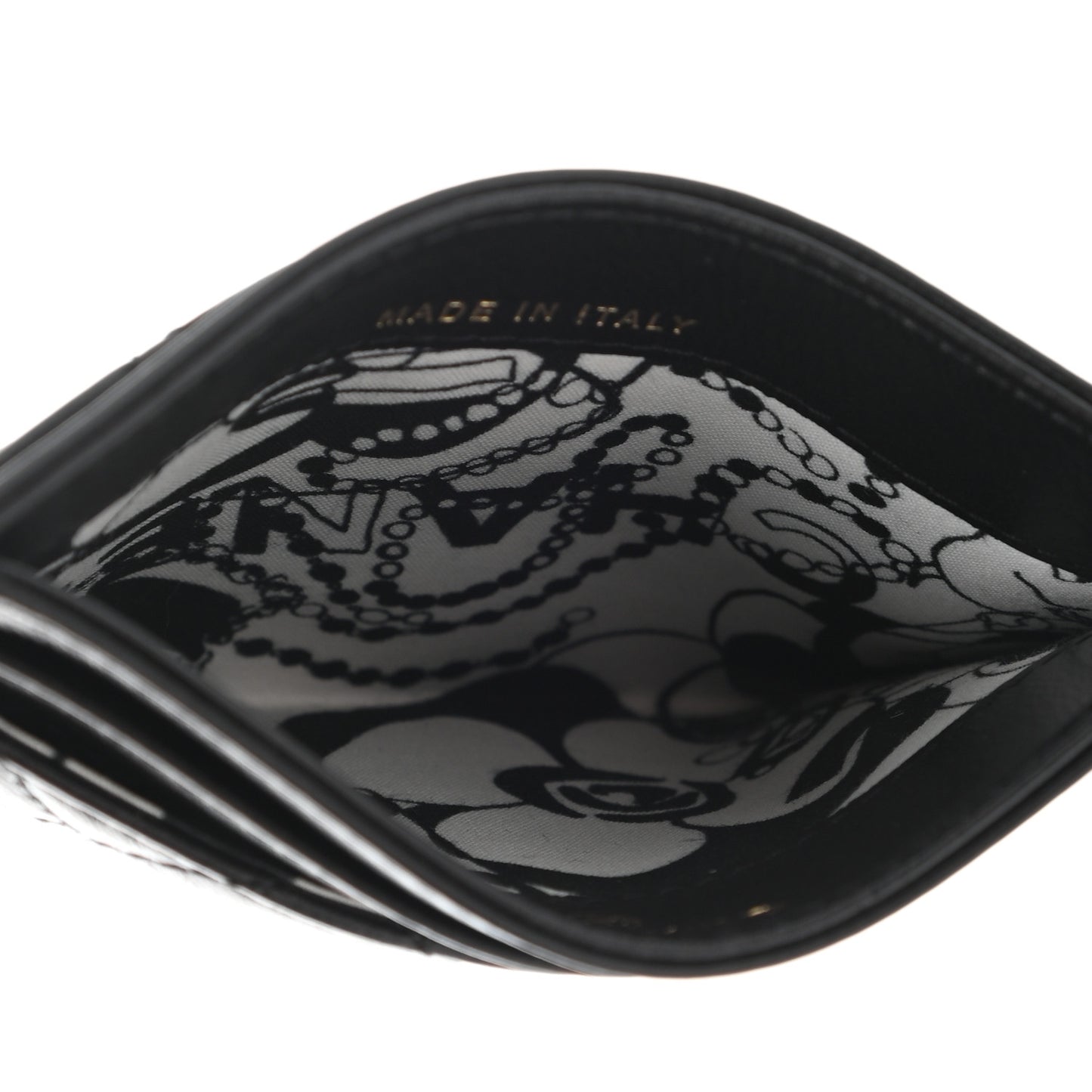 Lambskin Quilted Card Holder Black