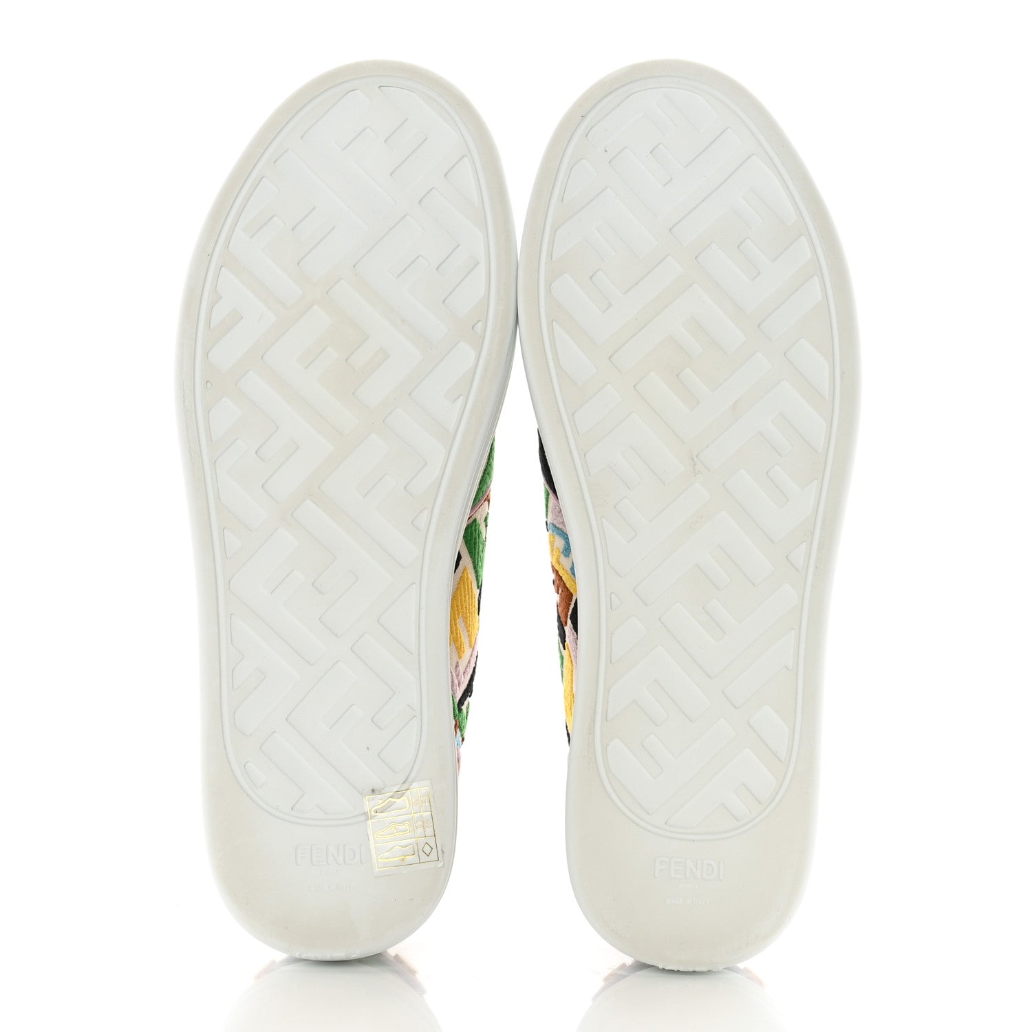 Fendi X SARA COLEMAN Canvas FF Vertigo Embroidered Womens Rise Slip On Sneakers 37 Grezzo Multicolor 6 of 10