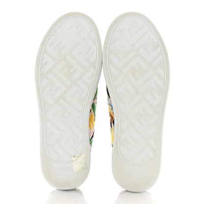 Fendi X SARA COLEMAN Canvas FF Vertigo Embroidered Womens Rise Slip On Sneakers 37 Grezzo Multicolor 6 of 10