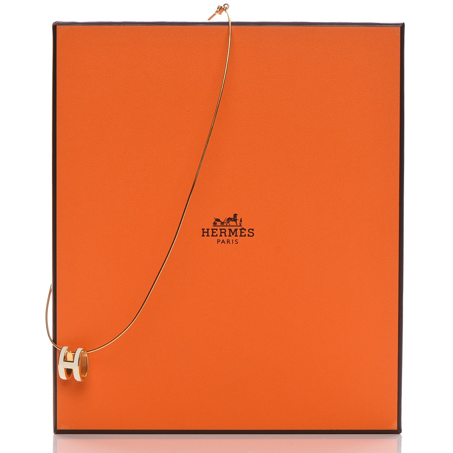 Hermes Lacquered Gold Pop H Pendant Necklace Pannacotta 6 of 6