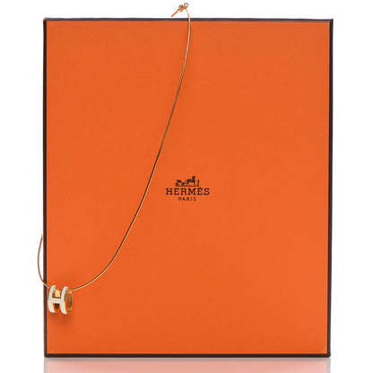 Hermes Lacquered Gold Pop H Pendant Necklace Pannacotta 6 of 6