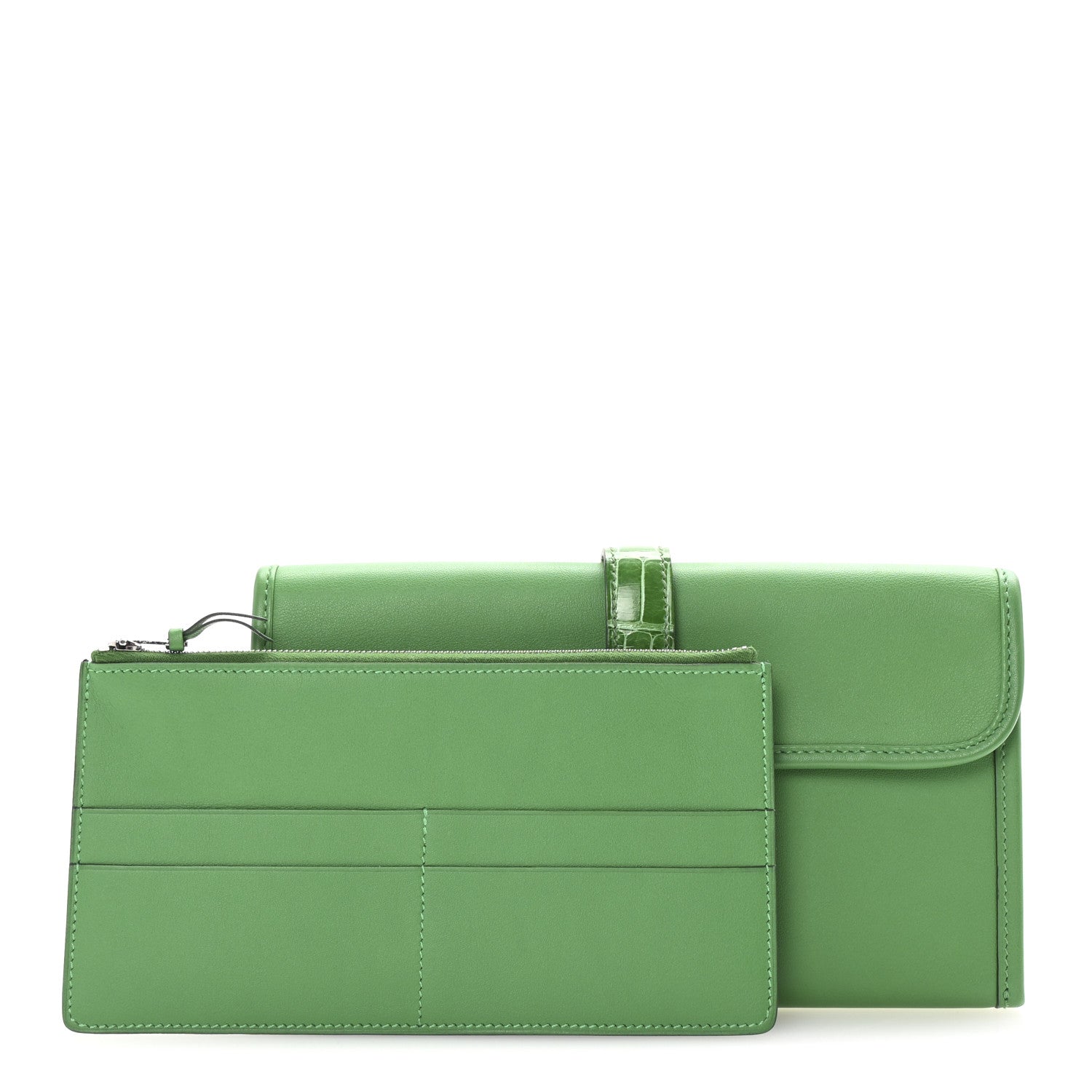 Hermes Swift Alligator Jige Touch Duo Clutch Bambou Cactus 3 of 8
