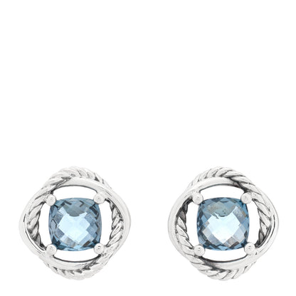 David Yurman Sterling Silver Hampton Blue Topaz 7mm Infinity Earrings 1 of 4