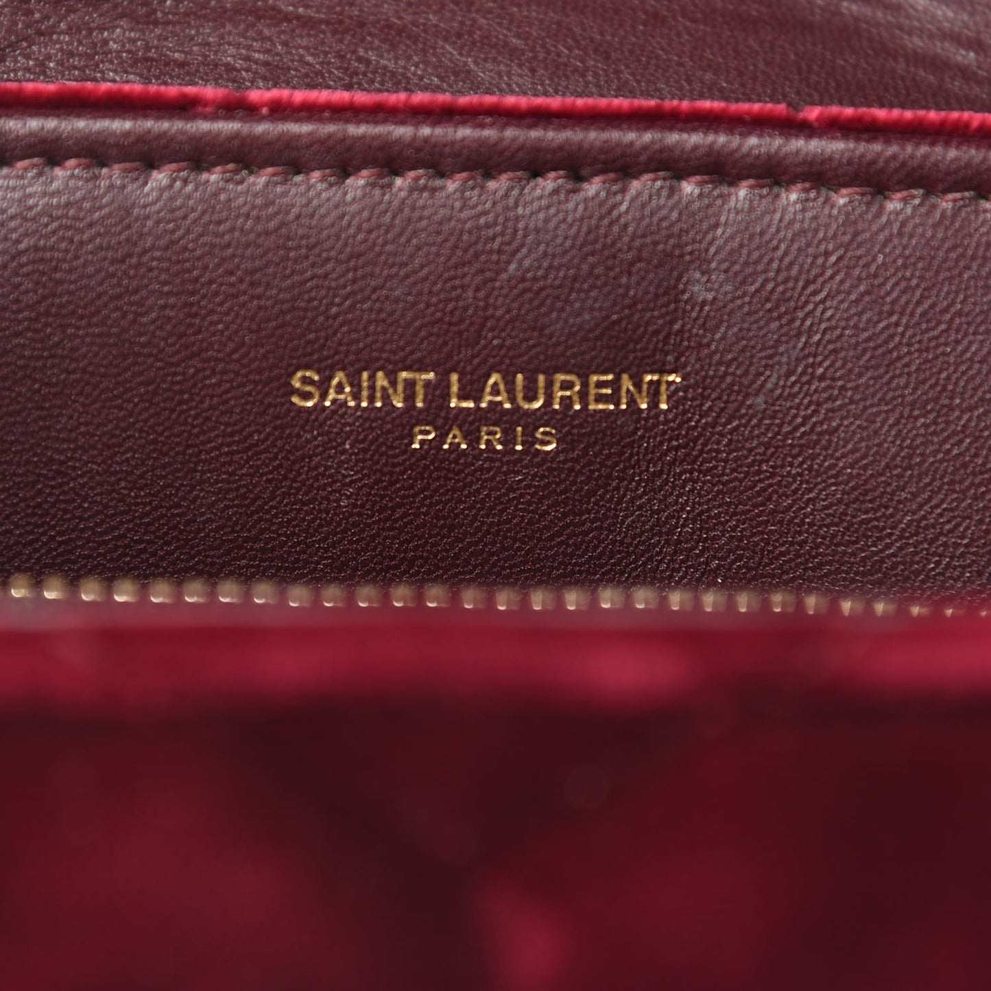 Velvet Y Quilted Monogram Small Loulou Chain Satchel Burgundy
