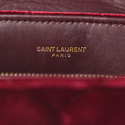 Saint Laurent Velvet Y Quilted Monogram Small Loulou Chain Satchel Burgundy 6 of 11