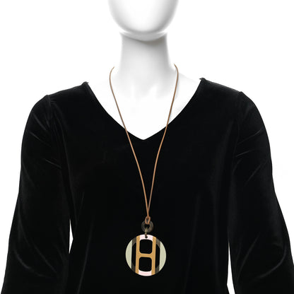 Hermes Buffalo Horn Lacquer H Equipe Pendant Necklace Songe 2 of 5
