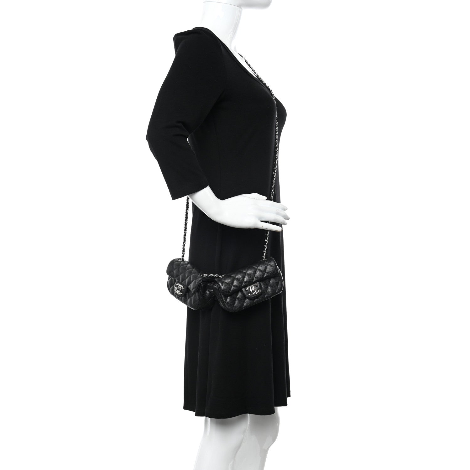 Chanel Caviar Quilted Double Mini Flap Crossbody Black 2 of 13