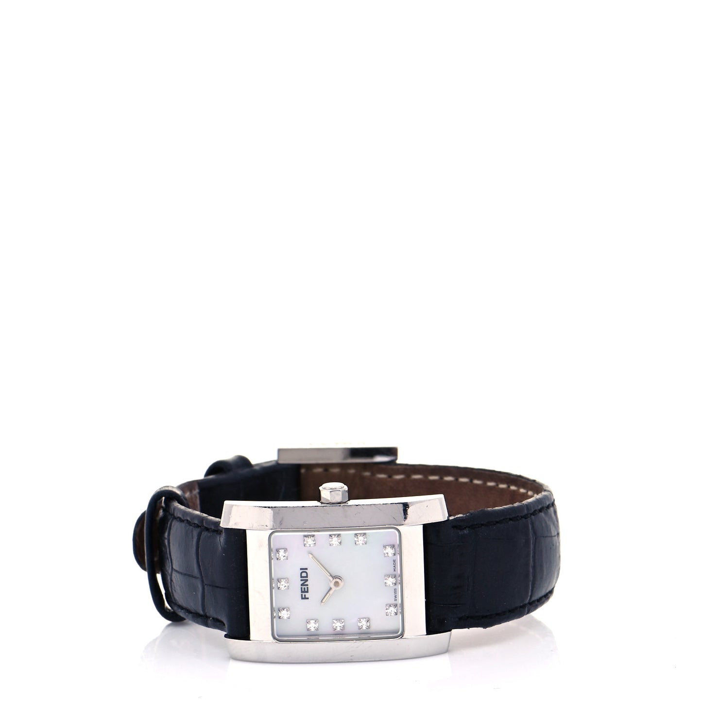 Stainless Steel Alligator Diamond Mother of Pearl 22mm Quartz Watch