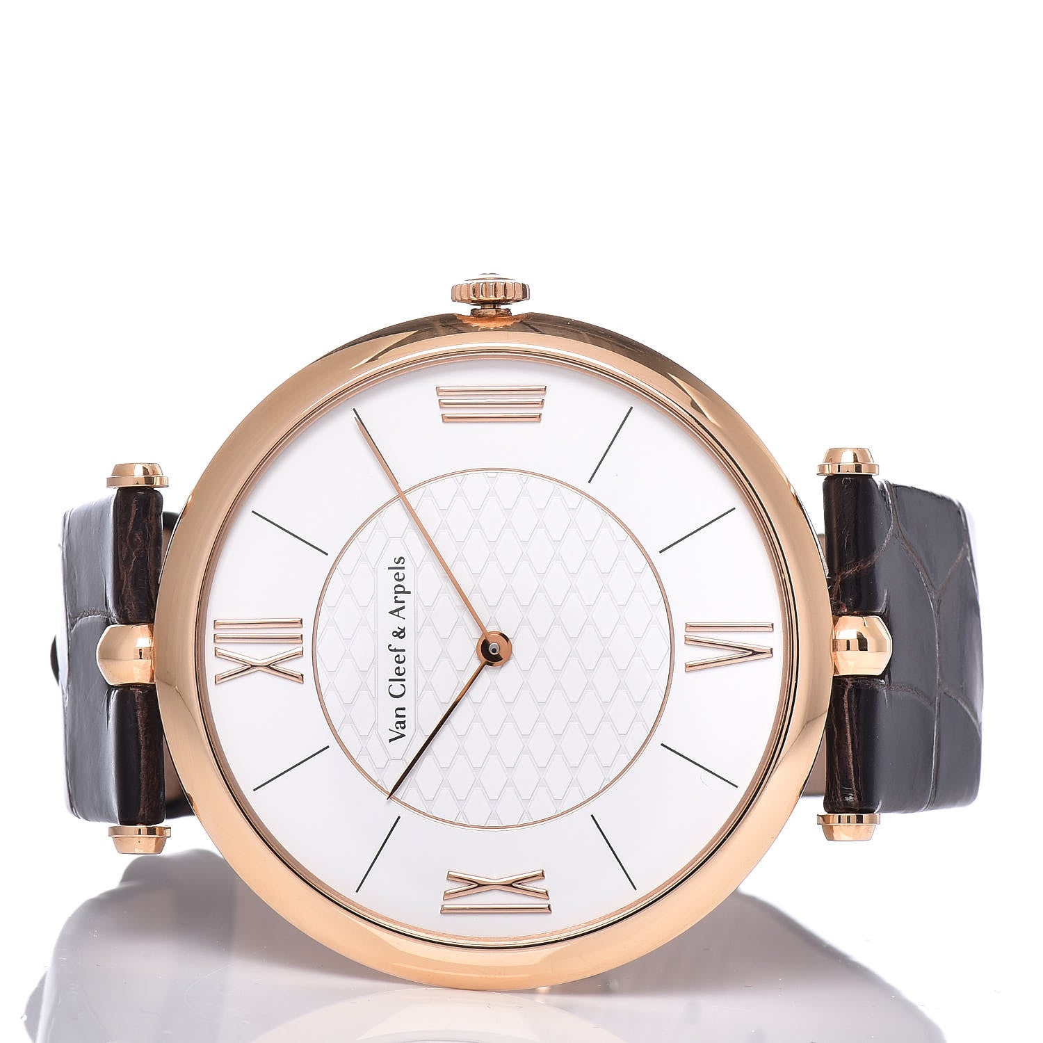 Van Cleef & Arpels 18K Rose Gold Alligator Diamond 42mm Pierre Arpels Automatic Watch 3 of 10
