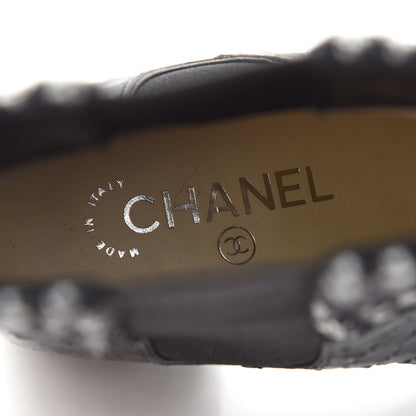 Chanel Fantasy Tweed Snakeskin Short Boots 37 Black 7 of 8