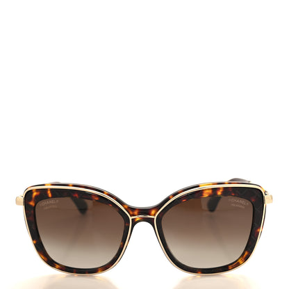 Chanel Acetate Quilted Metal Butterfly Sunglasses 4238-A Dark Tortoise Gold 2 of 8