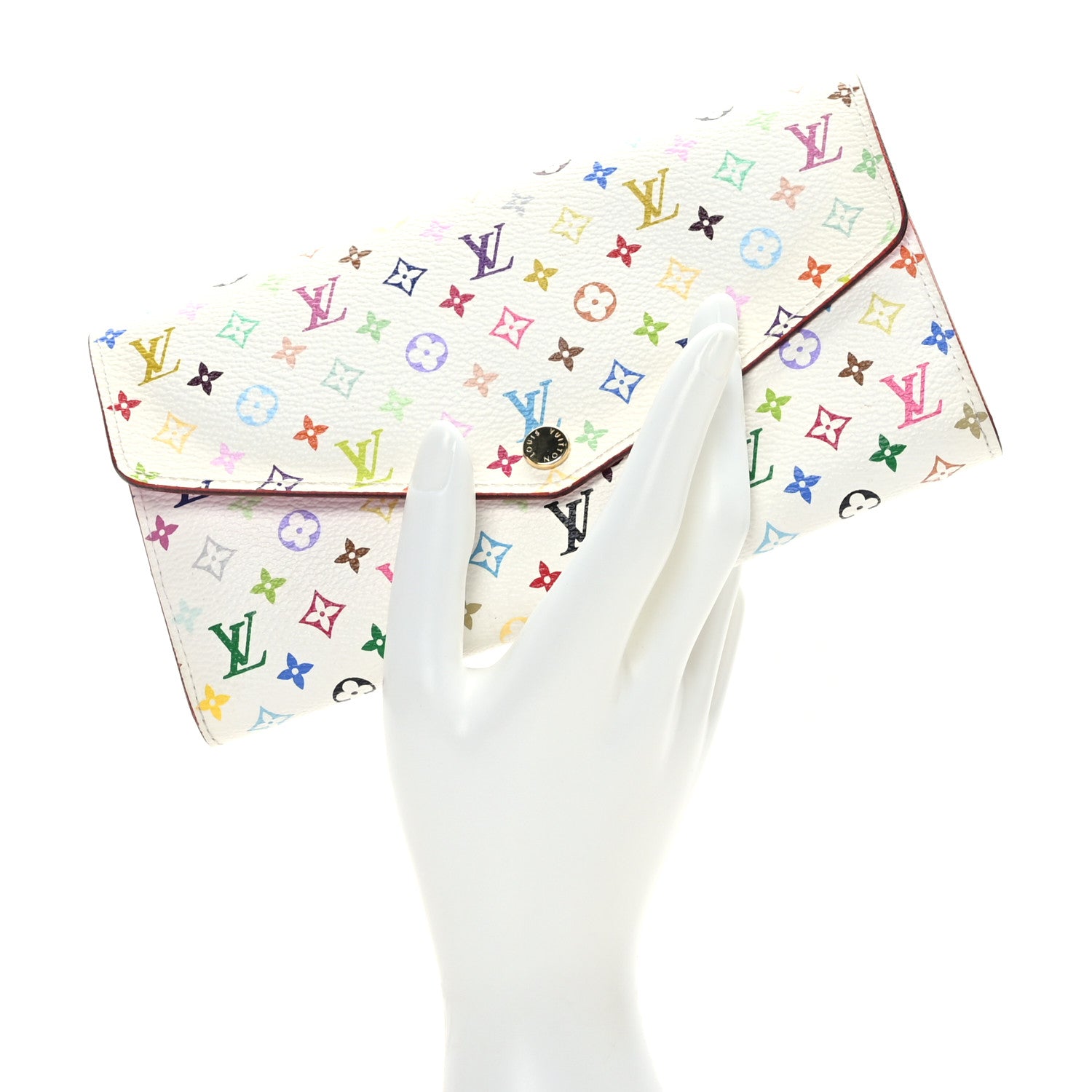 Louis Vuitton Monogram Multicolor Sarah Wallet NM White Litchi 2 of 8