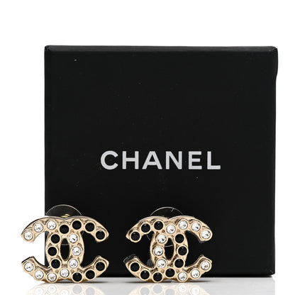 Chanel Crystal CC Earrings Black Gold 5 of 5