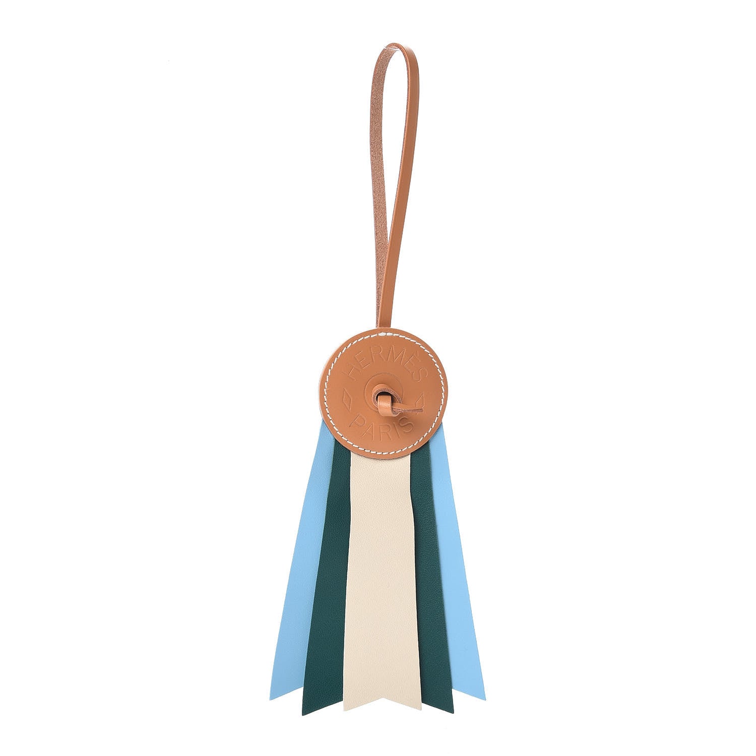 Hermes Vache Hunter Milo Lambskin Paddock Flot Bag Charm Natural Sable Craie Malachite Celeste 1 of 5