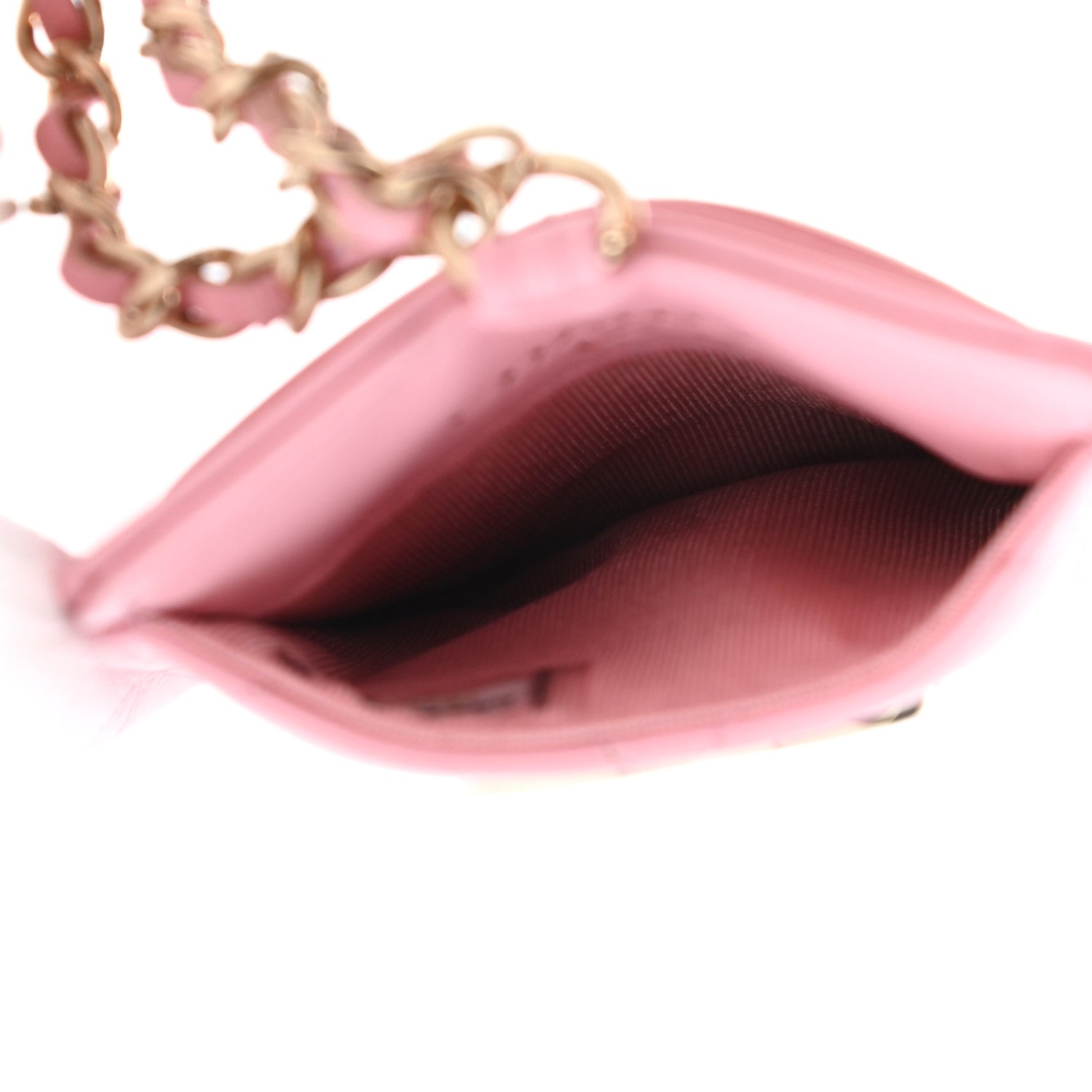 Chanel Lambskin Quilted Chanel Card Holder On Chain Pink 5 of 8