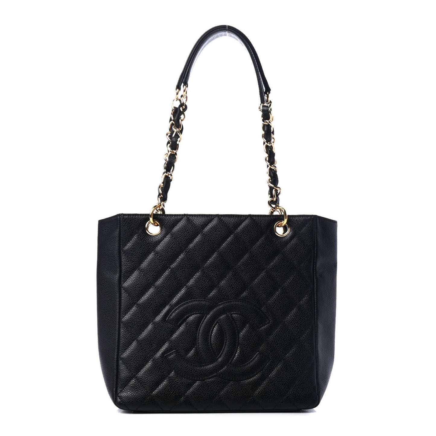 Caviar Quilted Petit Shopping Tote PST Black