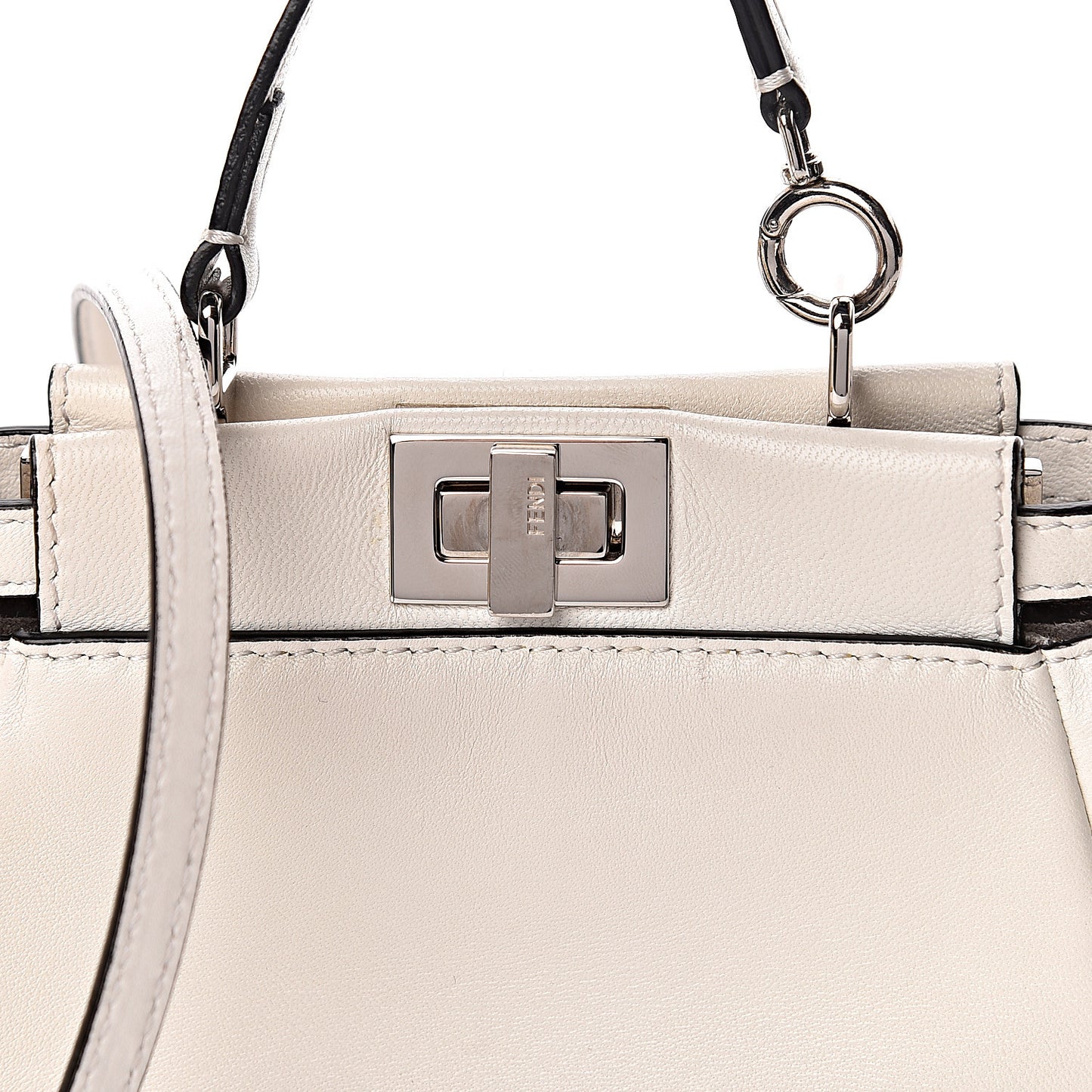 Shiny Nappa Micro Peekaboo Iconic Satchel White