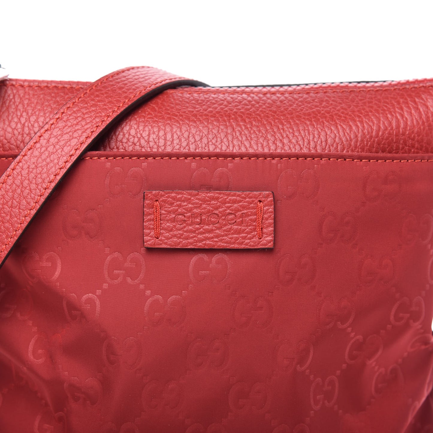 Nylon Monogram Dollar Calfskin Small Flat Messenger Bag Vibrant Red