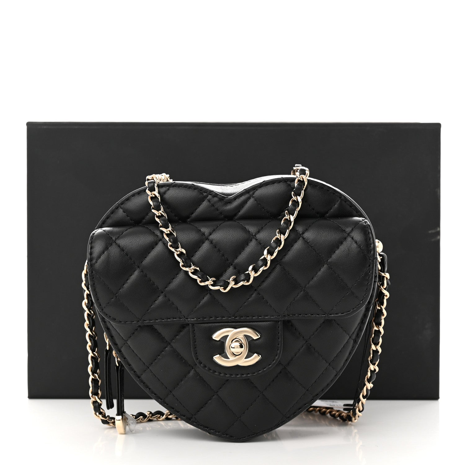 Chanel Lambskin Quilted CC In Love Heart Bag Black 10 of 10