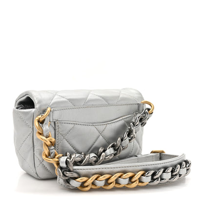 Chanel Metallic Goatskin Quilted Chanel 19 Waist Bag Silver 3 of 13