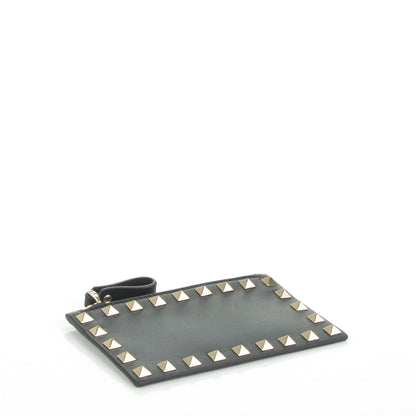 Valentino Garavani Vitello Rockstud Coin Case Card Holder Black 4 of 6