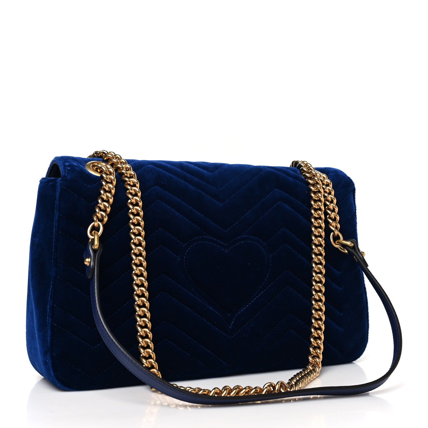 Gucci Velvet Matelasse Medium GG Marmont Shoulder Bag Cobalt Blue 3 of 10